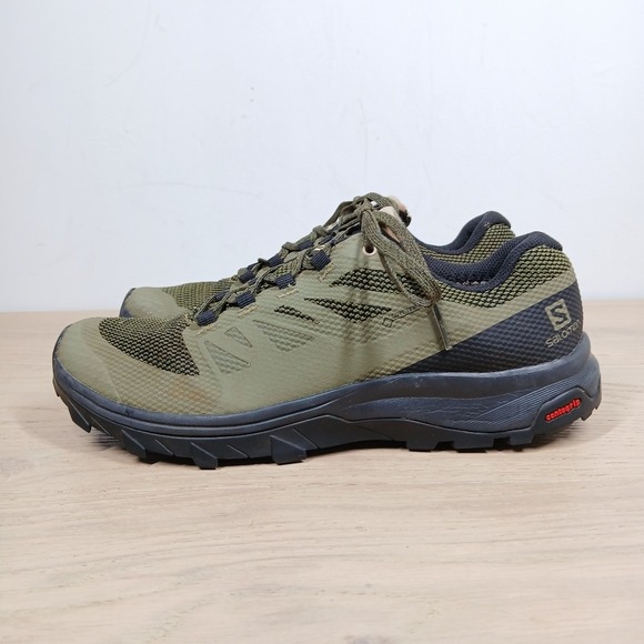 Salomon Sneakers Men's 8.5 Olive Green Mesh Trail Running Hiking Contagrip